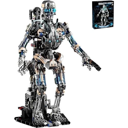Mechanical Skeleton Robot Building Block Toy 692+Pieces Twistable Body and Poseable Design Creative STEM Toy for Kids and Adults