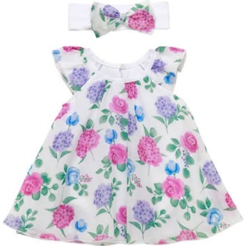 Floral Chiffon Dress & Headband Set