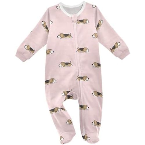 vvfelixl Flying Corgi Dog Baby Sleepers For Girl Boys Newborn Baby Play One-Piece Footies For 0-24 Months White