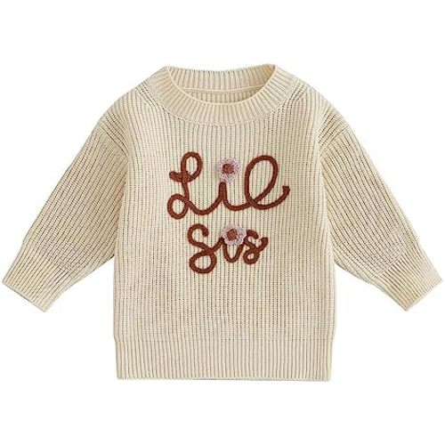 Big Sister Little Sister Matching Outfits Toddler Baby Girl Chunky Knit Sweater Warm Sweatshirt Knitted Fall Clothes