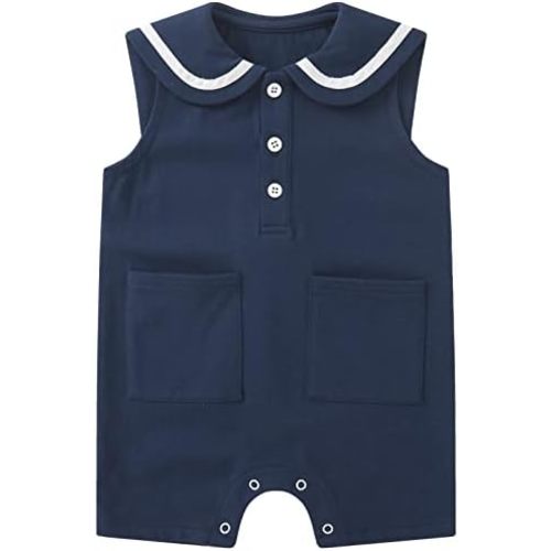 pureborn Baby Boys Girls Nautical Romper One-Piece Beach Outfit Summer Clothes 0-24 Months