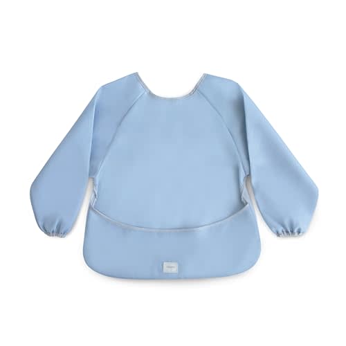 mushie Long Sleeve Baby Bib | Water Resistant Adjustable Fit for Ages 6-24 Months
