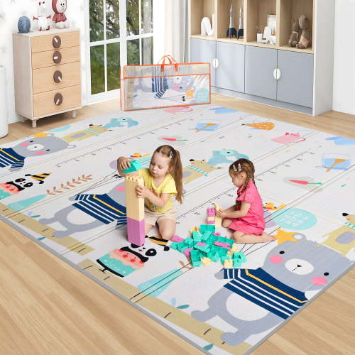 Doulami Foldable Baby Play Mat 79 x71 inch Extra Large Reversible Baby Mat Waterproof Anti-Slip Playmat for Toddlers Kids