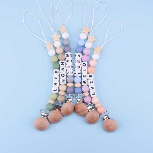 Pacifier Clip Personalized,Wooden Baby Dummy Chain,Baby Boy&Girl Gift,Coming Home Gift,Baby Shower dift,Handmade Quality,Boho Style