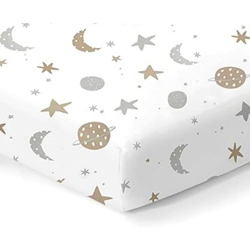 100% Organic Cotton Fitted Sheets for Standard Crib and Toddler Mattresses/Pads 28” x 52” and up to 6” Thick. Boys and Girls. Fits, Dream On Me, Lullaby, Safety 1st, Newton, and Other Brands.