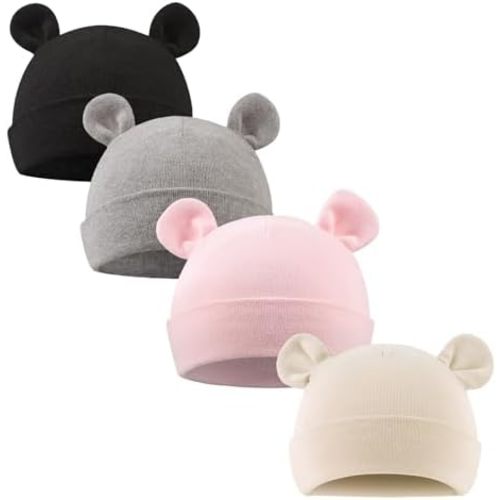 PESAAT Newborn Hospital Hat 0-12Months Preemie Boys Girls Beanie Solid Infant Baby Hats Autumn Winter
