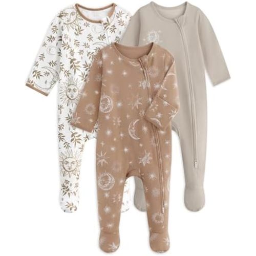 Baby Pajamas 100% Cotton Baby Sleepers for Newborn 0-3 3-6 6-9 Months 3Pcs Footie Pajamas Baby Boys Girls Clothes