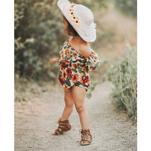 Baby girl clothes baby girl romper Boho off shoulder romper, baby boho romper, Sitter Photography Outfit, Baby Gift