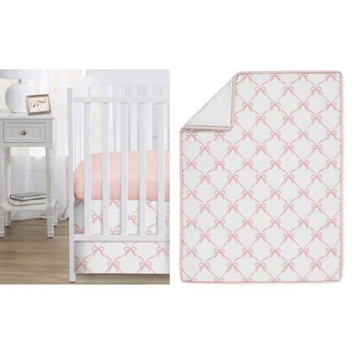 Sweet Jojo Designs Girl Baby Crib Bedding Set - Ballerina and Ballet Bows Pink and White 3pc