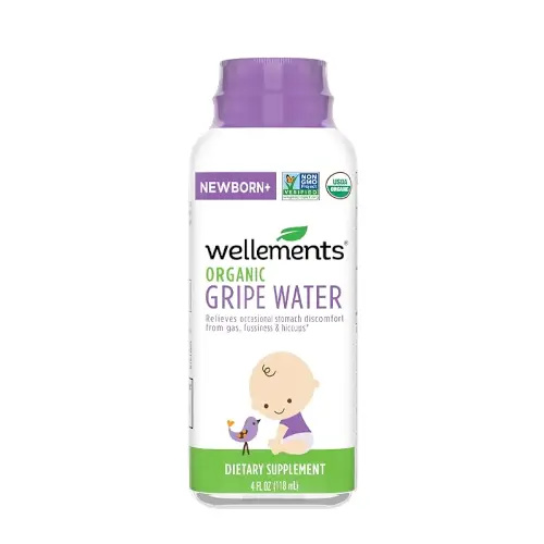 Wellements Organic Gripe Water | Relieves Occasional Stomach Discomfort from Baby Gas, Colic, Hiccups and Fussiness | Certified Organic and Non-GMO | No Artificial Flavors | 4 Fl Oz. | Ages Newborn+