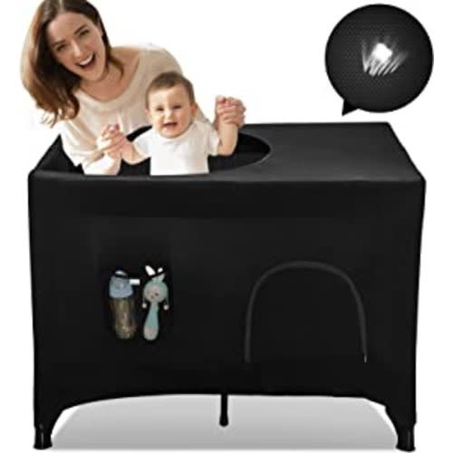 Hiaksedt Pack N Play Blackout Cover, Crib Canopy Cover for Pack and Play, Breathable Blackout Tent for Travel Crib, Portable Stretchy Netting Cover for Indoor Outdoor Travel Playard - Pack N Play Cover