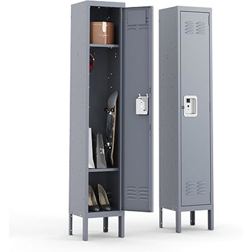 66" Metal Lockers for Storage with 2 Shelves (Gray)