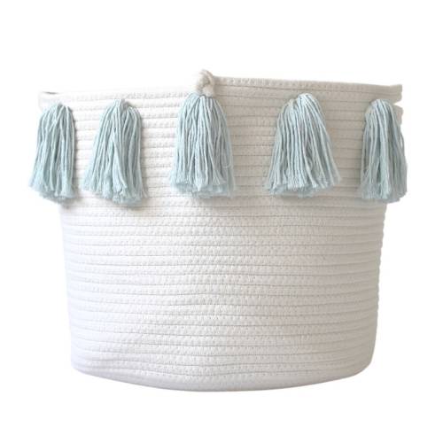 Light Blue Tassel Basket LARGE Rope Basket Blue Baby - Etsy
