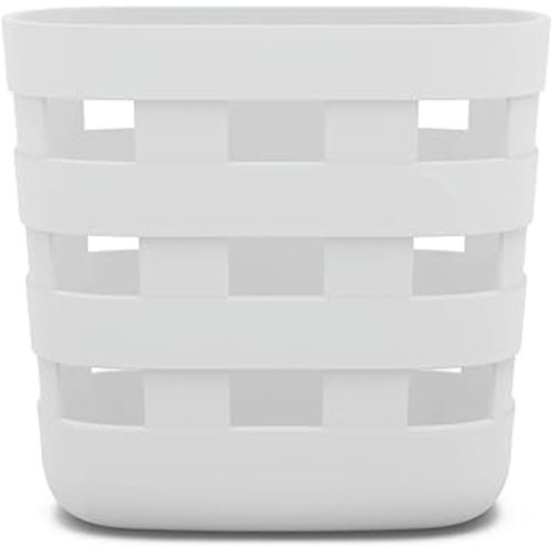 Lalo Bath Time Storage Bin - Keep Items Organized & Dry with Non-Toxic Plastic, Easy Cleanup, Removable Drying Bin, Woven Baby Organizer, Secure Wall Attachment, 9 x 5.5 x 8.5 in - Coconut