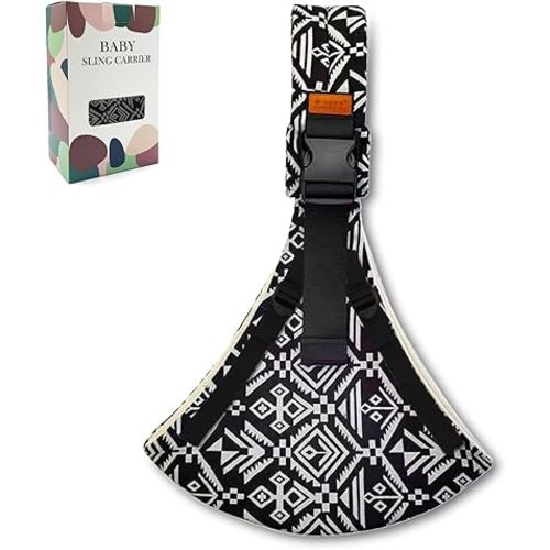 Baby Sling Carrier 2025 Baby Carrier Newborn to Toddler Sling Lightweight Baby Carrier Sling with Adjustable Straps Toddler Carrier Baby Wrap Sling for 10-30 lbs(Black Sailboat)