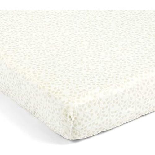 Lush Decor Farmhouse Leaf Branch Soft & Plush Fitted Crib Sheet, 52"x 28", Neutral