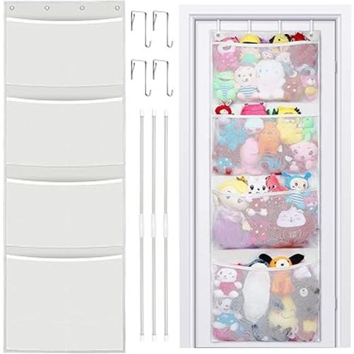 2 Pack Storage for Stuffed Animal, Over Door Organizer for Stuffies, Stuffed Animal Storage Ideas, Large Mesh Hanging Plushies Toy Organizer for Kids Room