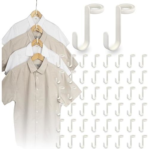 50PCS Hanger Connector Hooks,Space Saving Hangers for Clothes.Hanger Hooks Space Saver. Closet Hangers Connector Hook. College Dorm Essentials,Closet Organizers and Storage