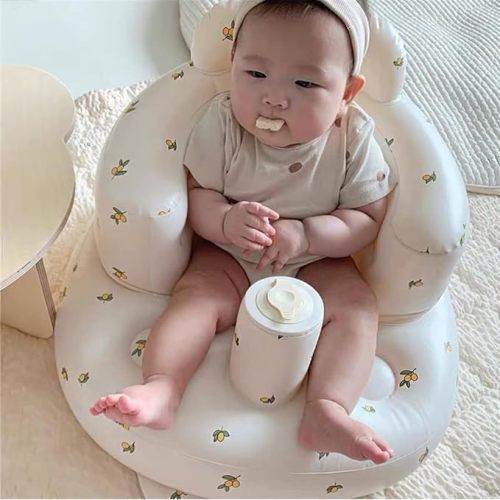 Inflatable Baby Chair, AirSwim Baby Inflatable Seat for Babies 3 Months and Up Summer Inflatable Baby Seat for Sitting Up, Blow Up Baby Floor Seat with Built in Air Pump, Orange