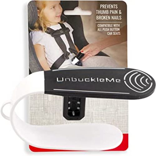 UnbuckleMe Car Seat Buckle Release Tool - Easy Opener Aid for Arthritis, Long Nails, Older Kids - Button Pusher for Infant, Toddler, Convertible 5 pt Harness car Seats - As Seen on Shark Tank (Black)