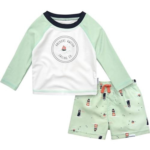Gerber Baby Long Sleeved Rashguard Swim Bathing Suit Set, 0-3 mos