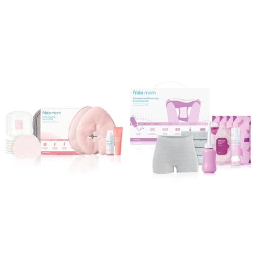 Frida Mom Breastfeeding & Postpartum Essentials Bundle: Nursing Survival Kit & Postpartum Recovery Set - Gift Set with Reusable Breast Relief Packs, Nipple Care, Perineal Healing, and More