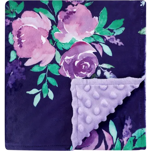 TANOFAR Minky Baby Blankets, Soft Toddler Blanket for Boys Girls, Dotted Backing, Double Layer Crib Receiving Blanket, for Nursery/Stroller/Toddler Bed/Carseat, 30 x 40 Inch, Purple Floral