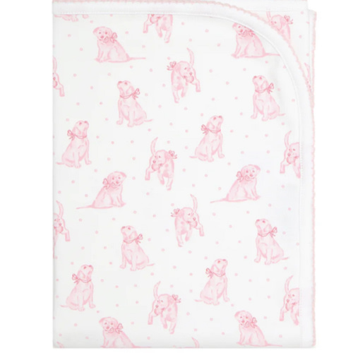 Pink Puppy Love Print Blanket