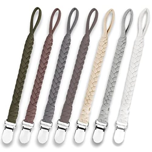 7 Pcs Braided Pacifier Clip, Pacifier Clips for Boys & Baby Girls, Pacifier Holder Clip Binky Clips
