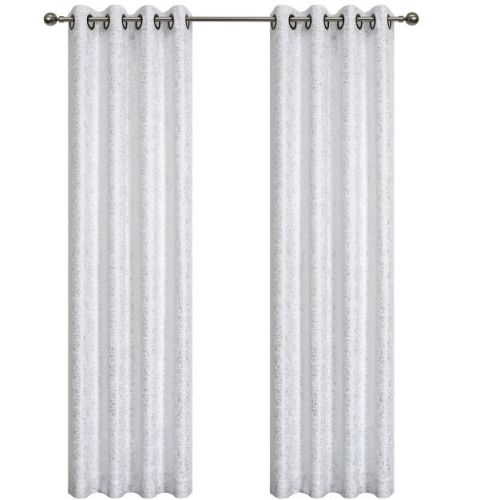 GoodGram Montauk Accents 2 Piece Grommet Top Sparkly Metallic Light Filtering Window Curtains - 63 in. Long - White