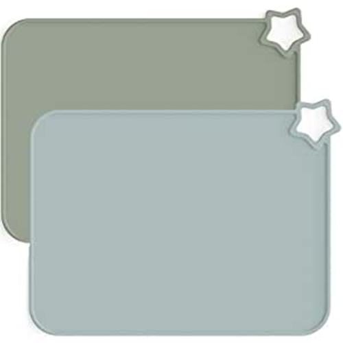 Amazon.com : Moonkie Silicone Placemats for Baby & Kid, Stain Resistant Non-Slip Toddler Food Mats Eating Table Mat with 2 Packs(Ether/Sage : Baby