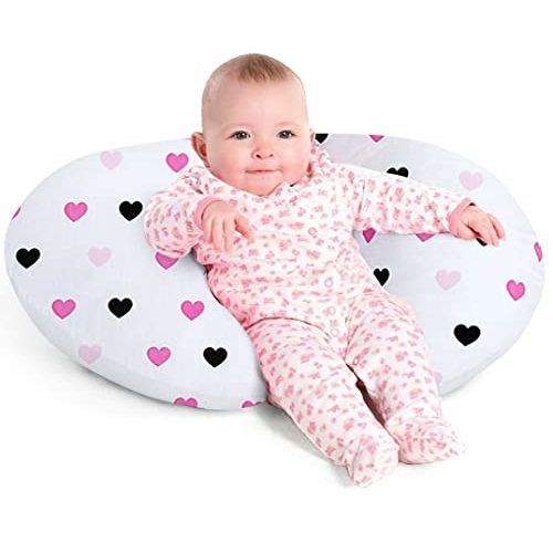 Nursing Pillow, Breast Feeding Pillows for Mom, Rose Red Hearts Soft Cover with Breathable Filling, Feeding Support Pillow for 0-12 Months, Multifunctional Support Cushion for Travel (Sweet Hearts)