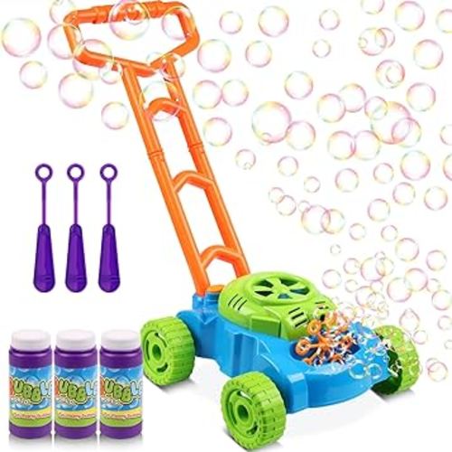 Lydaz Bubble Lawn Mower for Toddlers 1-3, Kids Bubble Blower Maker Machine, Outdoor Summer Push Backyard Gardening Toys, Halloween Birthday Gifts Toys for Preschool Baby Boys Girls Age 1 2 3+ Year Old