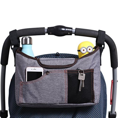 AMZNEVO Best Universal Baby Jogger Stroller Organizer Bag / Diaper Bag with Cup Holders and Shoulder Strap. Extra Storage Space for Organize the Baby...