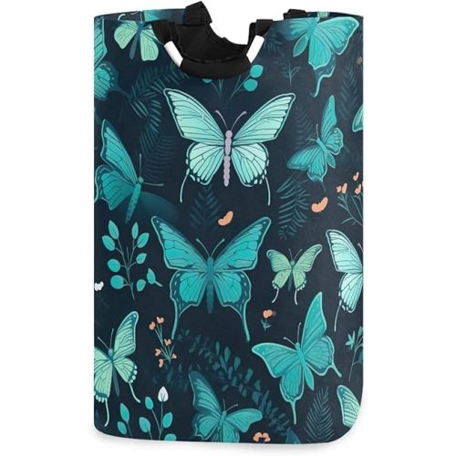 Butterfly Laundry Hamper Foldable Hamper Baskets Dirty Clothes Washing Bin College Dorm Bag For Bathroom Bedroom 50L A110921