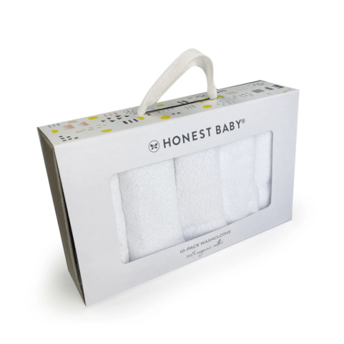 10-Pack Organic Cotton Baby-Terry Wash Cloths, Bright White | Honest Baby Clothing