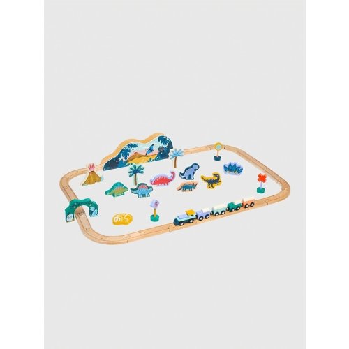 T Rex Express Jurassic Themed Wooden Toy Train Set in multi, size: One Size