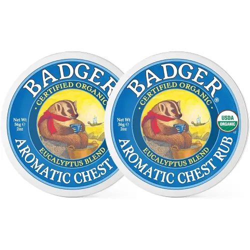 Badger Aromatic Chest Rub, Lavender, Mint & Eucalyptus Essential Oils, Organic Soothing Vapor Rub, 2 Oz (Pack of 2)