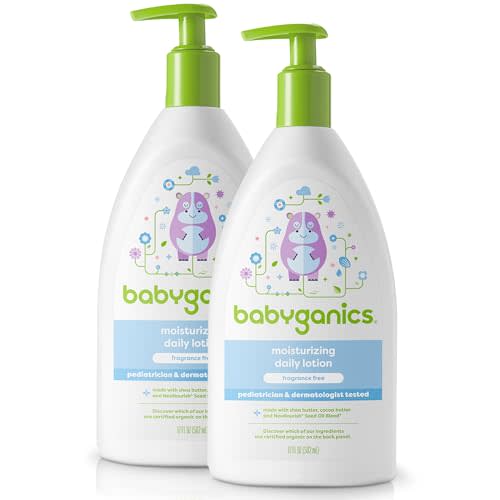 Babyganics Daily Lotion, Fragrance Free, Non-Allergenic, 17 Fl Oz (Pack of 2), Packaging May Vary
