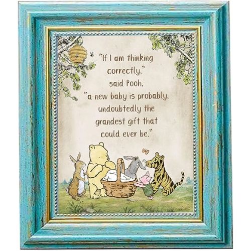8 x 10 Inch Winnie Baby Shower Centerpiece Classic Pooh Quotes Table Sign Decor Cute Adding For Mommy-To-Be Party Kids 1 St Birthday Favors