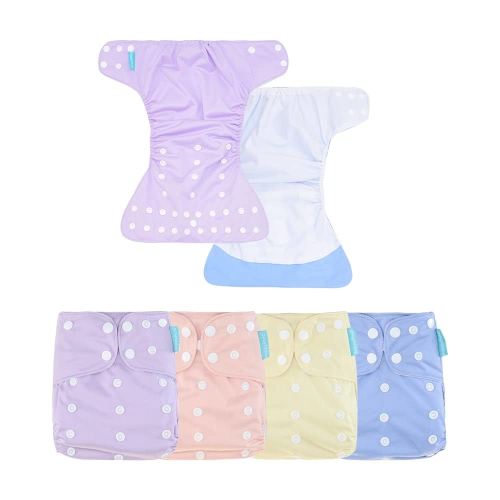 HappyFlute 4 Sets Newborn Baby Cloth Pocket Diapers One Size Adjustable Reusable for Baby Boys and Girls(No Inserts,Purity)