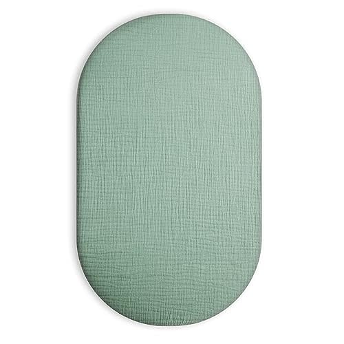 Bassinet Sheet for Baby Boy and Girl, Universal Fit for Rectangle, Oval, Hourglass Bassinet Mattress, Moses Basket Sheets (Sage)