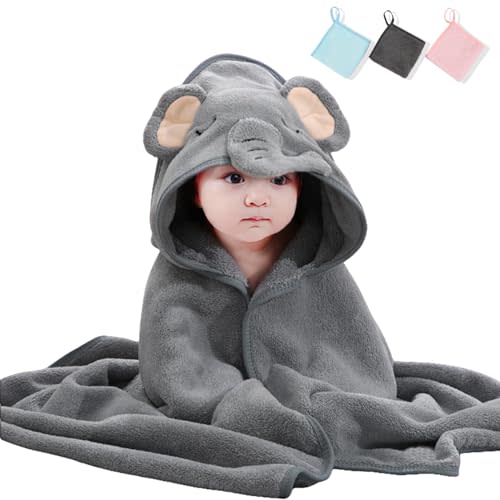 SEVDO Baby Hooded Towel,31 * 31 in Toddler Bath Towels and Washcloths Set for Newborn Babies,Toallas de Baño para Bebe,Organic Infant Kids Boy Essentials 1-3