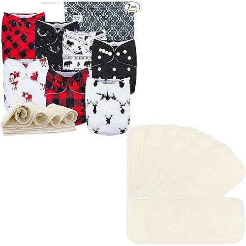 Nora's Nursery Cloth Diapers + 7 Pack Inserts with Snap