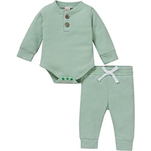 Newborn Baby Girl Boy Fall Clothes 3 6 12 18 24 Months Outfits Long Sleeve Knitted Cotton Romper & Pants Infant Winter Sets