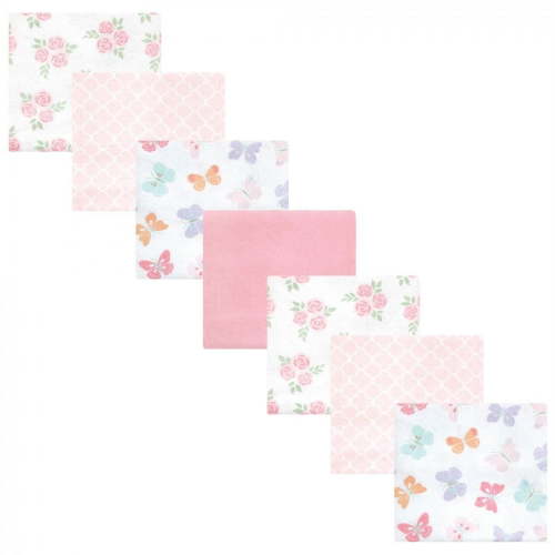 Hudson Baby Infant Girl Cotton Flannel Receiving Blankets Bundle, Pastel Butterfly, One Size
