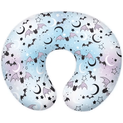 Moon and Cartoom Bats Baby Nursing Pillow Cover Baby Breastfeeding Slipcover Infant Newborn Nursery Bottle Pillowcase Stretchy Replaceable Pillow Cover Slipcover Halloween Decor