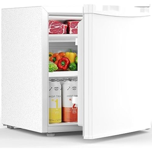 1.6 Cu.ft Mini Fridge with Freezer, Compact Single Reversible Door Refrigerator, Adjustable Thermostat, Ultra Quiet, Energy Efficient for Office, Dorm, Bedroom, Apartment -White