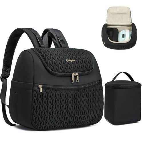Breast Pump Bag for Spectra S1/S2 & Medela – Insulated Cooler Bag, 13" Laptop Sleeve, Diaper Bags Backpack – Lightweight, Water-resistant & Stylish for Work, Travel, Black