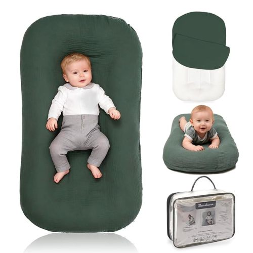 Baby Lounger - Snuggle Cozy Me Infant Lounger for Newborns | Breathable & Soft, Portable Awake-Time Pad, Essential Baby Gift (Lounger Cover Included)